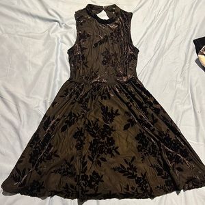 Black flower print dress